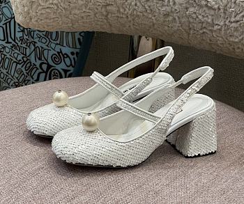 Miu Miu Sequined Slingback Pumps White