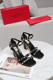 Valentino Garavani Rockstud Ankle Strap Sandal 90mm Black - 5