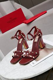 Valentino Garavani Rockstud Ankle Strap Sandal 90mm Red Wine - 2