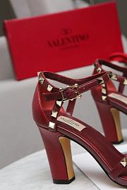 Valentino Garavani Rockstud Ankle Strap Sandal 90mm Red Wine - 4