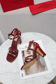 Valentino Garavani Rockstud Ankle Strap Sandal 90mm Red Wine - 5