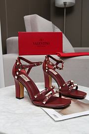 Valentino Garavani Rockstud Ankle Strap Sandal 90mm Red Wine - 6