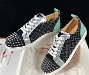 Christian Louboutin Louis Junior Spikes Orlato Flat Black Green - 1