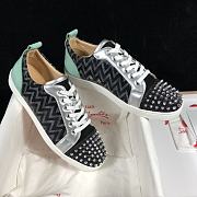 Christian Louboutin Louis Junior Spikes Orlato Flat Black Green - 2