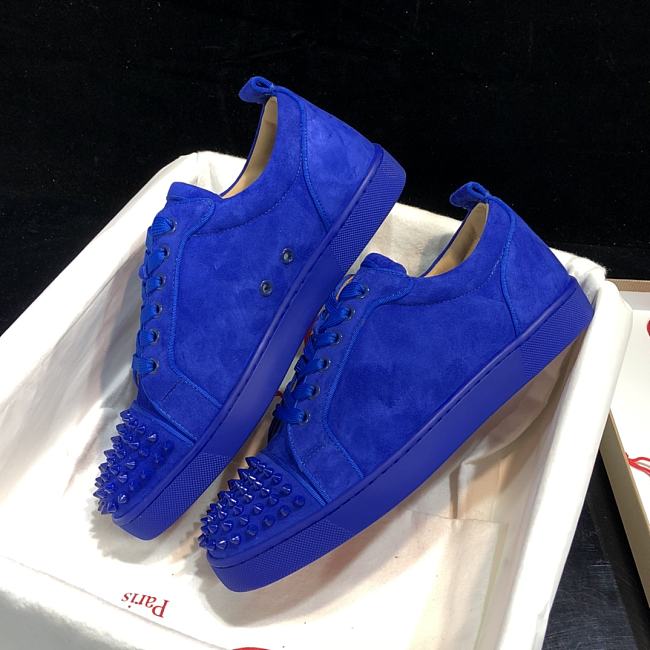 Christian Louboutin Louis Junior Spikes Orlato Flat Blue - 1