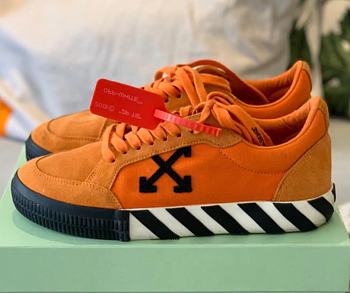 Off-White Vulcanized Leather Low Top Sneaker Orange 