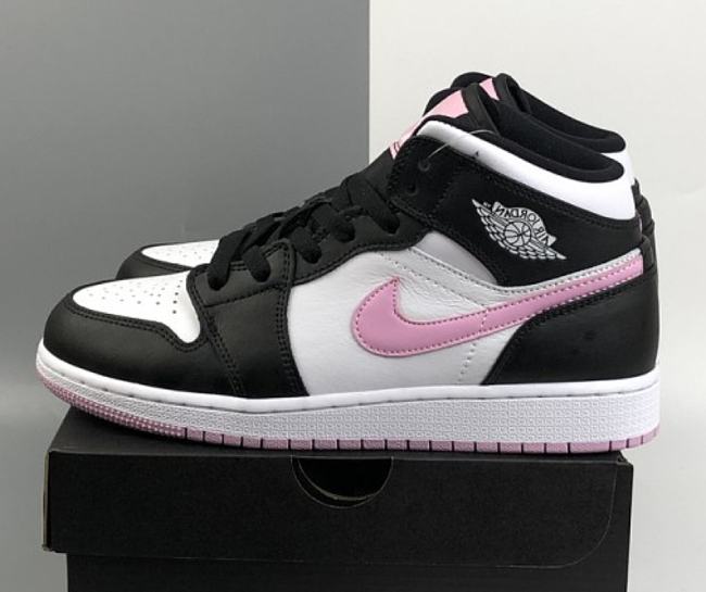 Air Jordan 1 Mid White Black Light Arctic Pink 555112-103 - 1