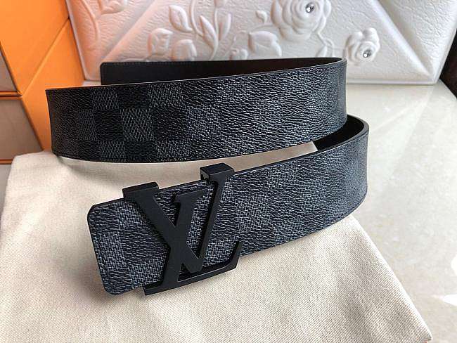 Louis Vuitton Belt Initiales Damier Graphite Black Grey  - 1