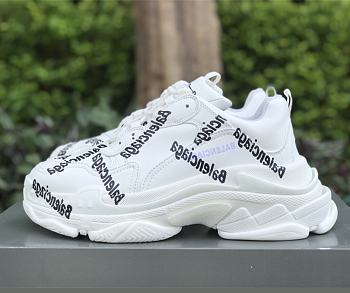 Balenciaga Triple S Logo White Black 53673T W2FAB 9010