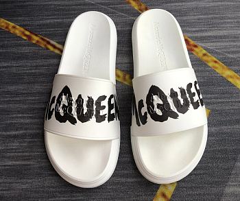 Alexander McQueen Graffiti Logo Slides White