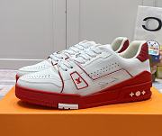 Louis Vuitton Trainer White Red Signature - 1