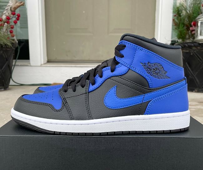 Air Jordan 1 Mid Hyper Royal Tumbled Leather 554724-077 - 1