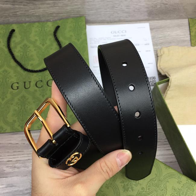 Gucci Belt with Square Buckle and Interlocking G Black ‎673921 AP00G 1000 - 1