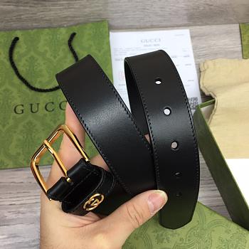 Gucci Belt with Square Buckle and Interlocking G Black ‎673921 AP00G 1000