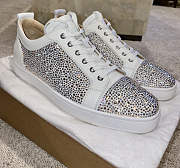 Christian Louboutin Louis Junior Strass Flat Latte Swarovski White - 3