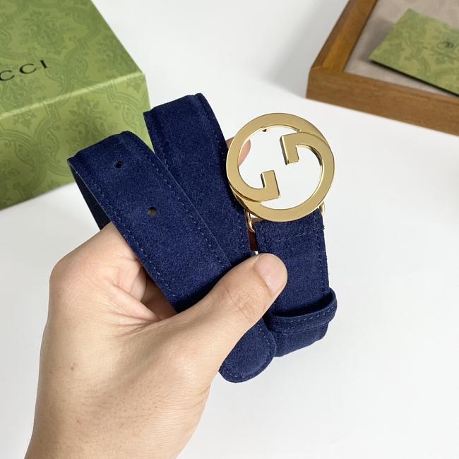 Gucci Blondie Belt Deep Blue Suede 690557 CA00G 4552 - 1