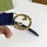 Gucci Blondie Belt Deep Blue Suede 690557 CA00G 4552 - 2