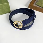 Gucci Blondie Belt Deep Blue Suede 690557 CA00G 4552 - 3