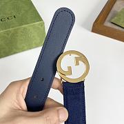 Gucci Blondie Belt Deep Blue Suede 690557 CA00G 4552 - 5