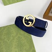 Gucci Blondie Belt Deep Blue Suede 690557 CA00G 4552 - 6