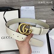 Gucci Leather Belt With Double G Buckle White 409417 AP00T 9022 - 1