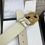 Gucci Leather Belt With Double G Buckle White 409417 AP00T 9022 - 4