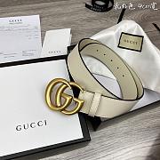 Gucci Leather Belt With Double G Buckle White 409417 AP00T 9022 - 3