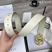 Gucci Leather Belt With Double G Buckle White 409417 AP00T 9022 - 2