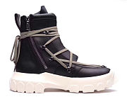 Rick Owens Leather Lace Up Hiking Boots Black Milk - 2