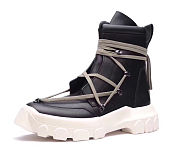 Rick Owens Leather Lace Up Hiking Boots Black Milk - 4