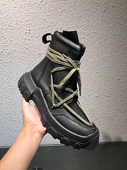 Rick Owens Leather Lace Up Hiking Boots Dirt Black - 5