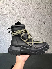 Rick Owens Leather Lace Up Hiking Boots Dirt Black - 6