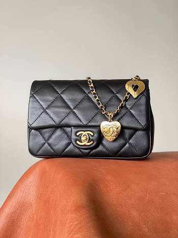 Chanel Heart Charms Mini Flap Bag In Black Lambskin Black