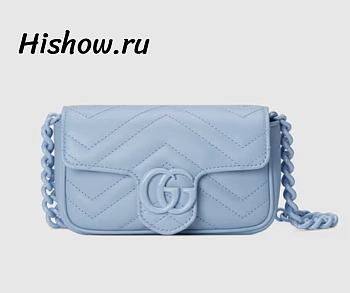 Gucci Marmont Belt Bag Pale Blue 16.5*10*5CM