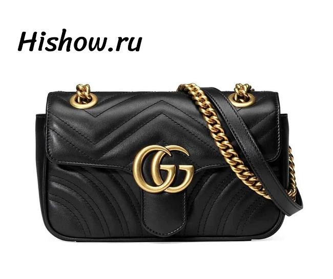 Gucci GG Marmont Small Matelasse Bag Black 26*15*7CM - 1