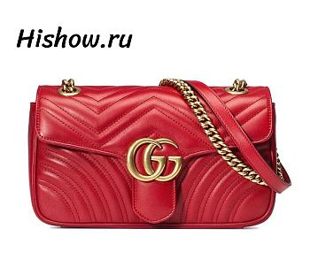 Gucci GG Marmont Small Matelasse Bag Red 26*15*7CM