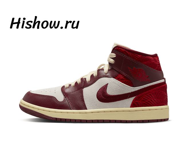 Air Jordan 1 Mid SE Tiki Leaf Team Red DZ2820-601 - 1