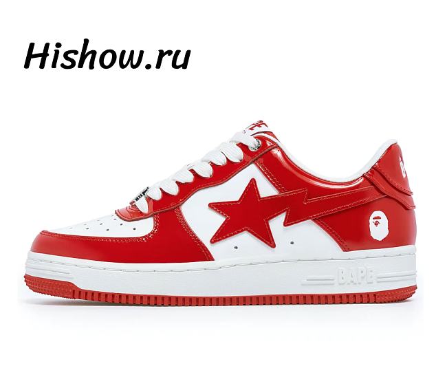 A Bathing Ape Bape Sta Patent Leather White Red (2023) 1I70-291-021 - 1